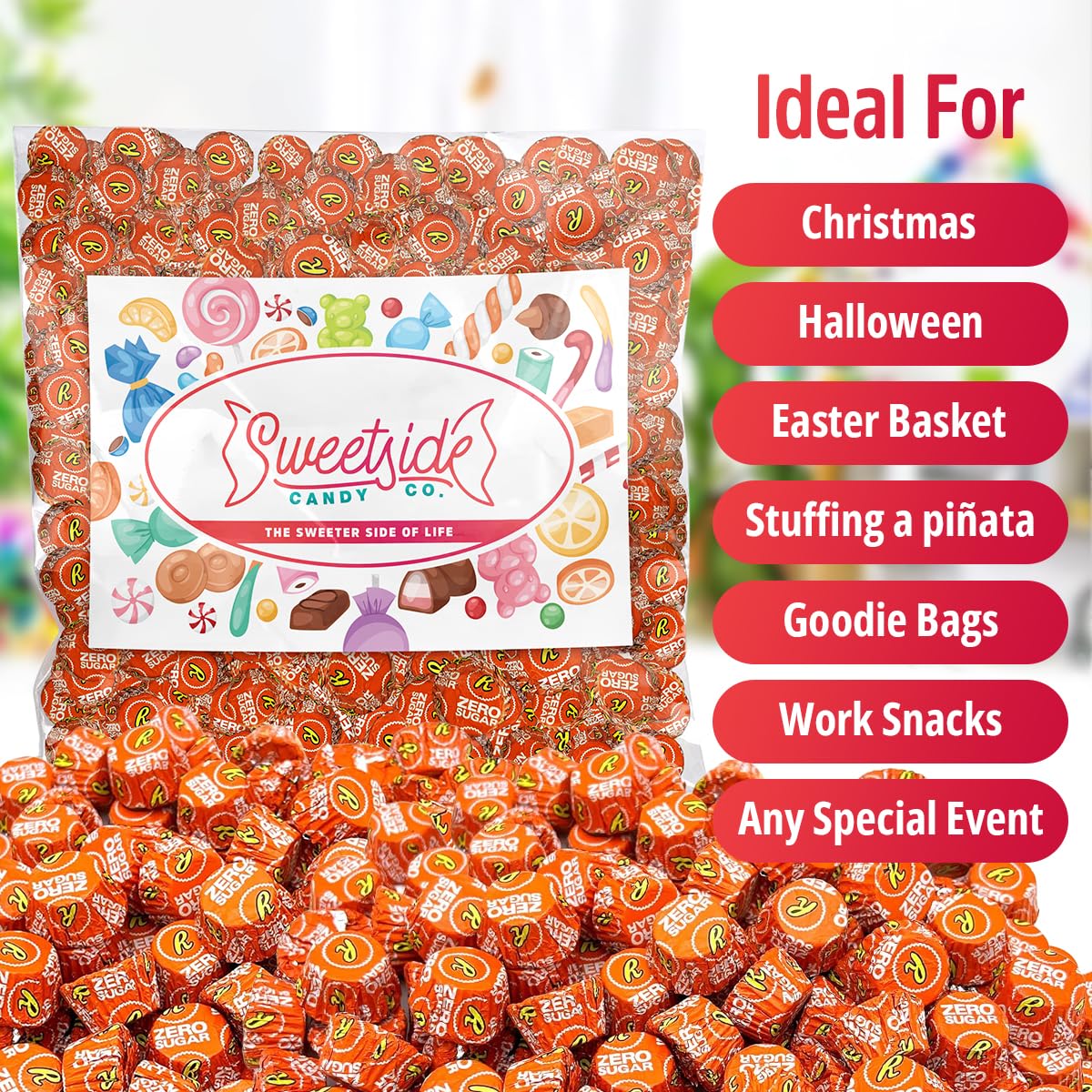 Sweetside Candy Co aspartame-free sugar-free cups for snacking.