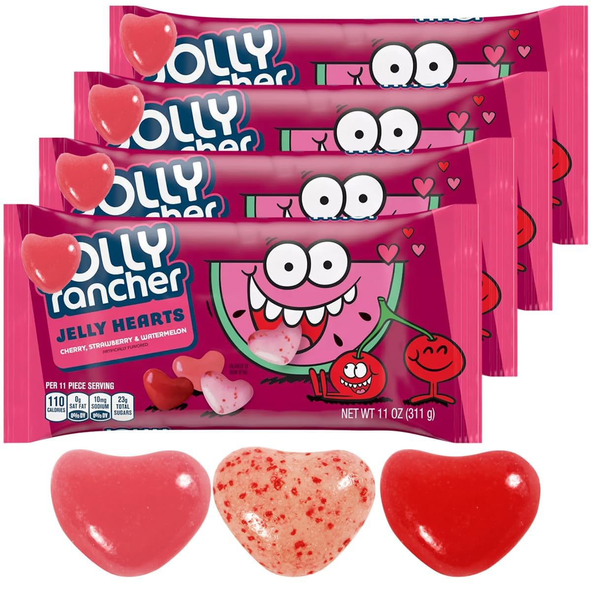 SWEETSIDE CANDY CO. Cherry-flavored jelly hearts for festive party bowls and gifts.