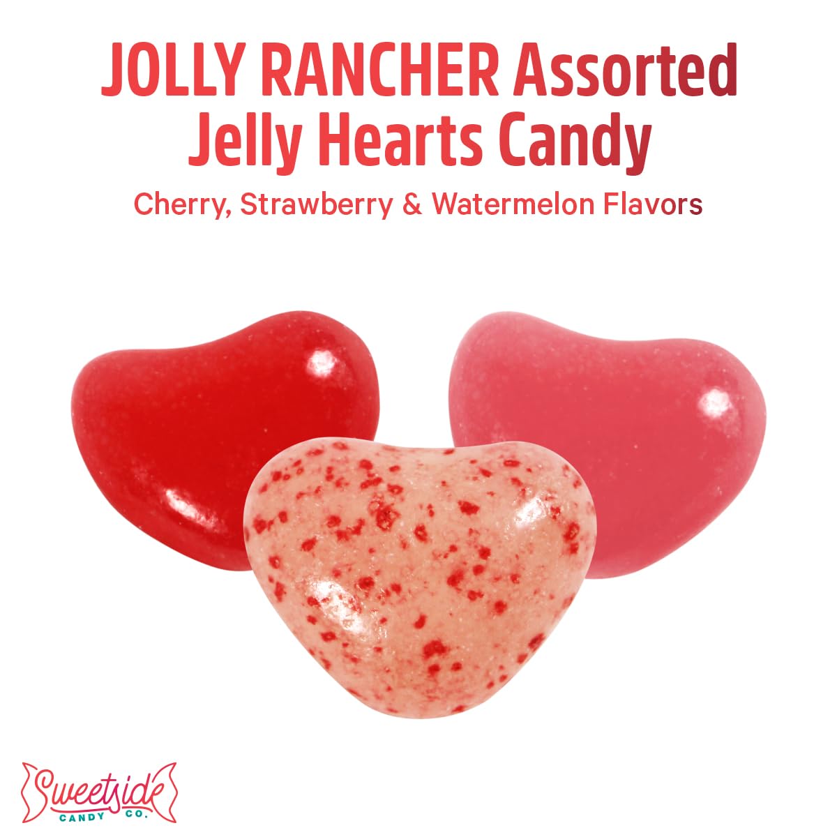 SWEETSIDE CANDY CO. Strawberry-flavored jelly hearts ideal for sharing at gatherings.