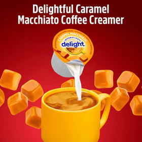 SWEETSIDE CANDY CO. Caramel Macchiato creamer close-up for silky sweetness.
