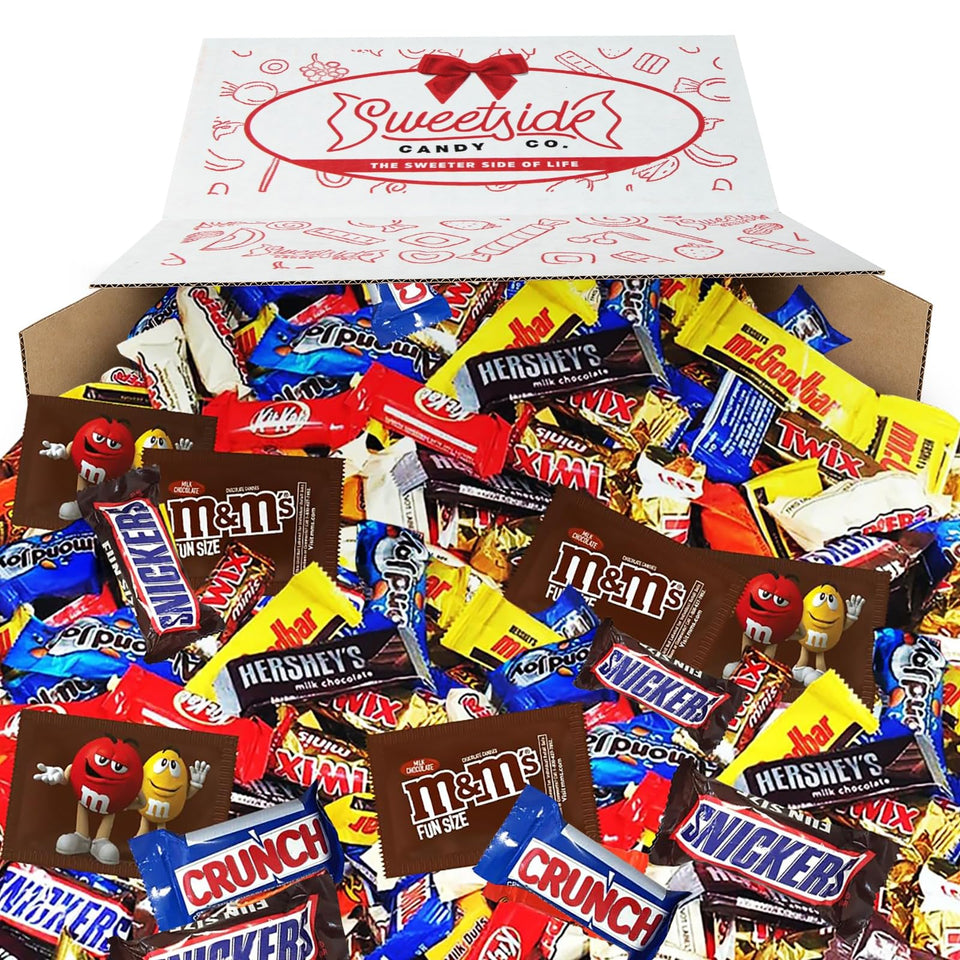 SWEETSIDE Candy Co. chocolate variety pack on a party table, ideal for sharing at gatherings.