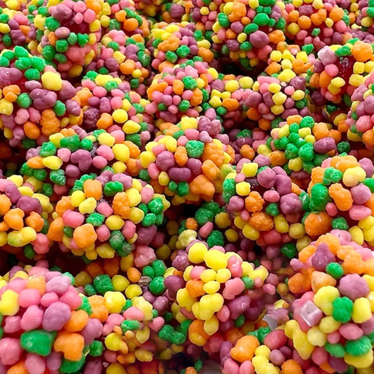 SWEETSIDE CANDY CO. Colorful display of gummy clusters on a snack board.