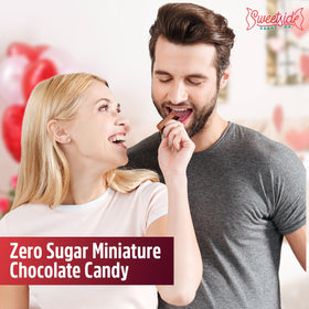 SWEETSIDE CANDY CO Sugar-free chocolate on couch for a cozy, guilt-free snack.