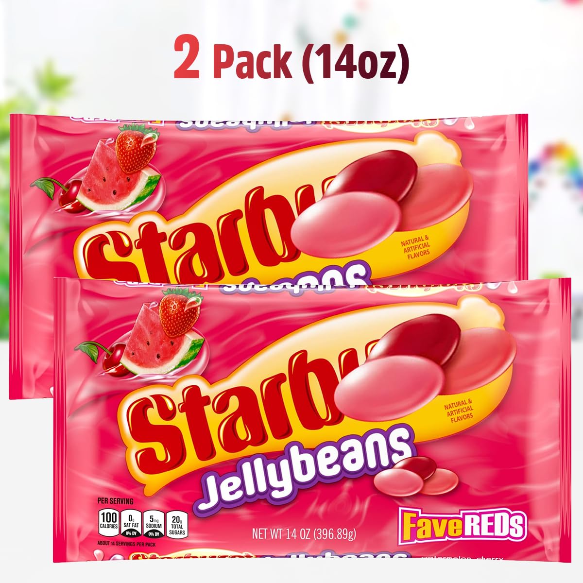 SWEETSIDE CANDY CO FaveREDS watermelon flavor jelly beans close-up for fruity snacking.
