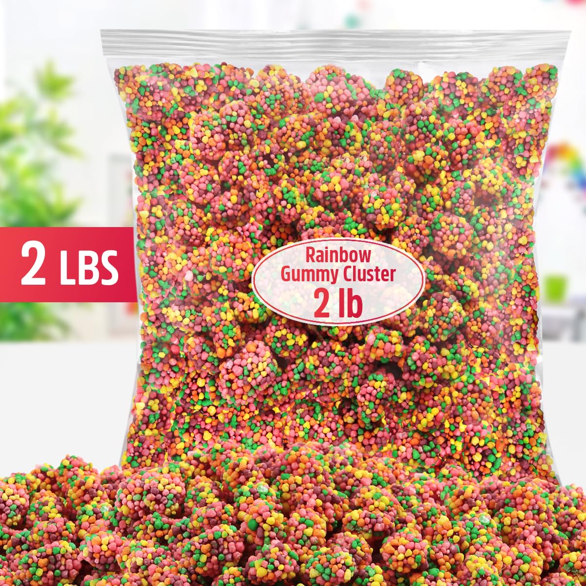 SWEETSIDE CANDY CO. Gummy Clusters Rainbow shows chewy centers and crunchy shells