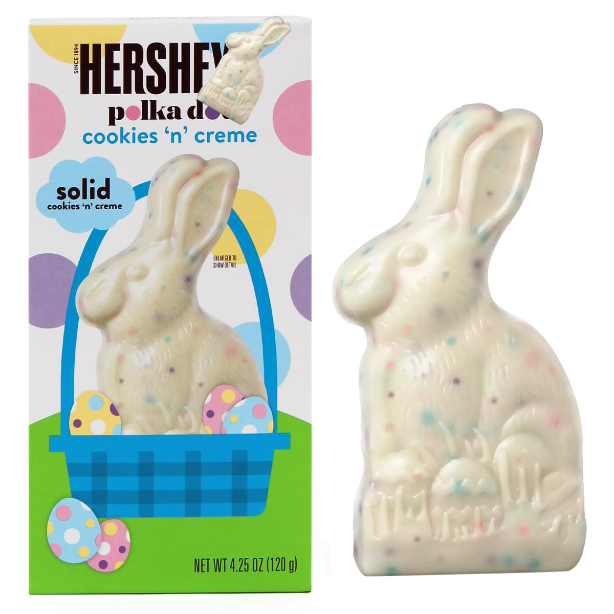 SWEETSIDE CANDY CO Hershey's chocolate bunny polka dot cookies 'n' creme for Easter baskets