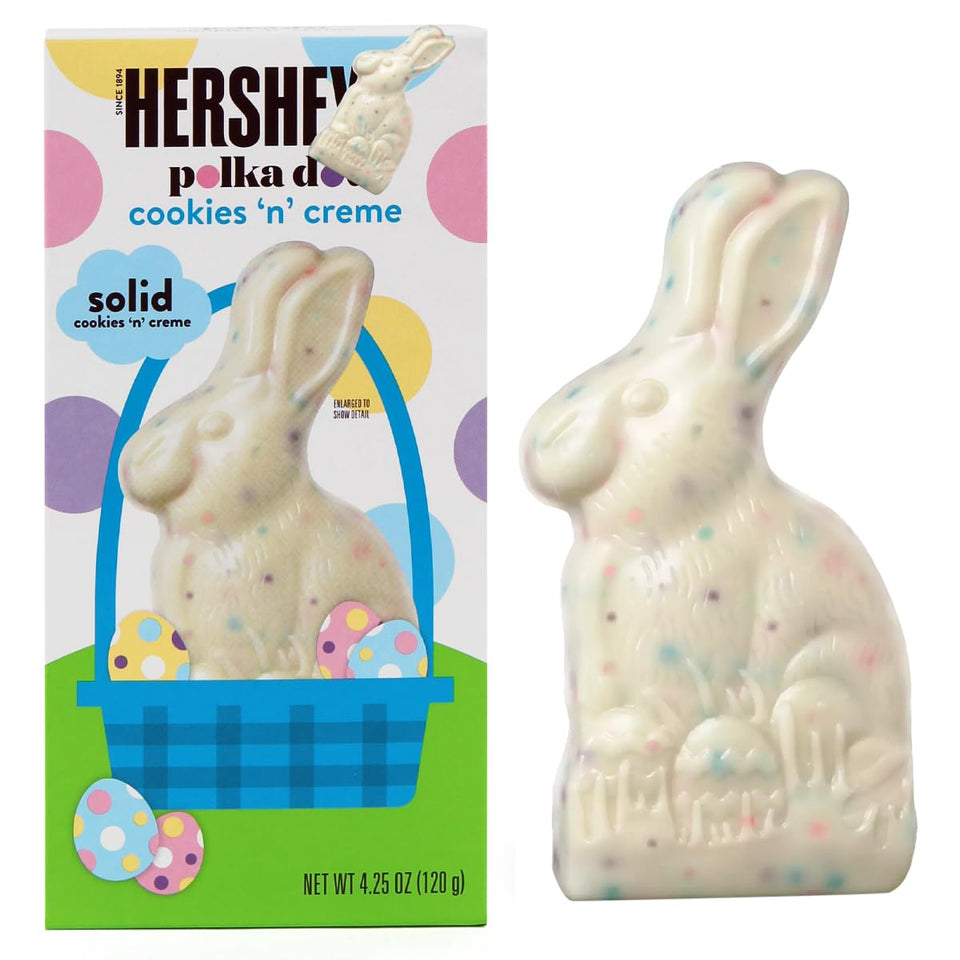 SWEETSIDE CANDY CO Hershey's chocolate bunny polka dot cookies 'n' creme for Easter baskets