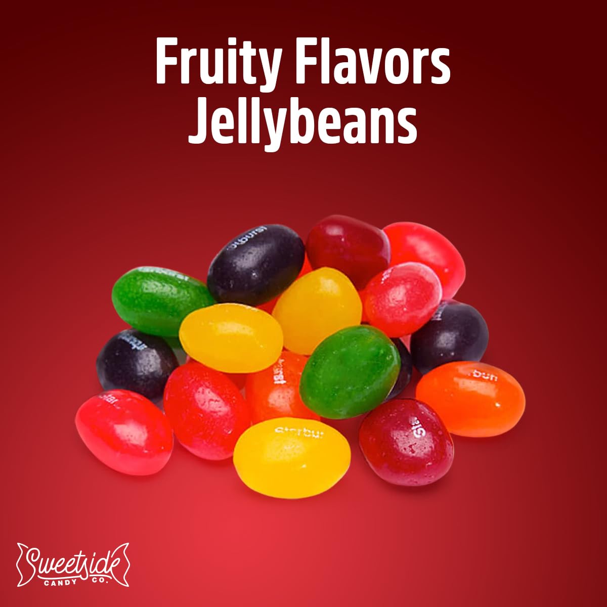 SWEETSIDE CANDY CO jelly beans close-up shows glossy, colorful beans