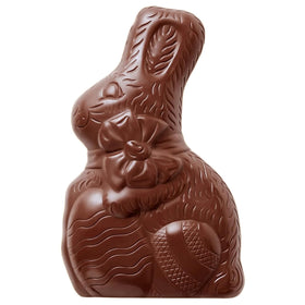 SWEETSIDE CANDY CO milk chocolate bunny close-up reveals rich, creamy texture.