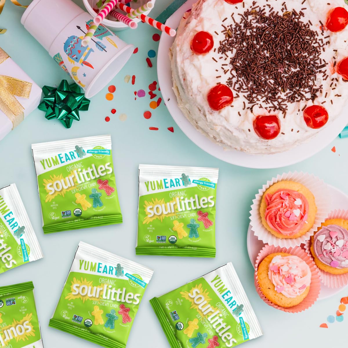 SWEETSIDE Organic Sour Littles kids snack time in a family setting