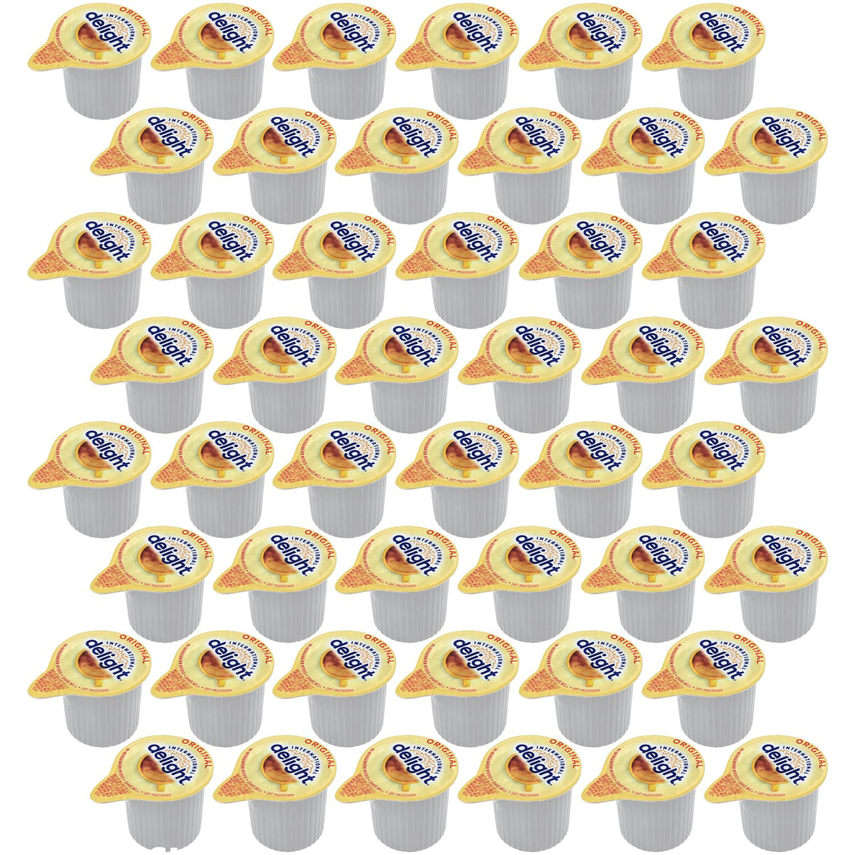 SWEETSIDE CANDY CO Original Coffee Creamer Singles 48-pack on kitchen counter for everyday convenience.