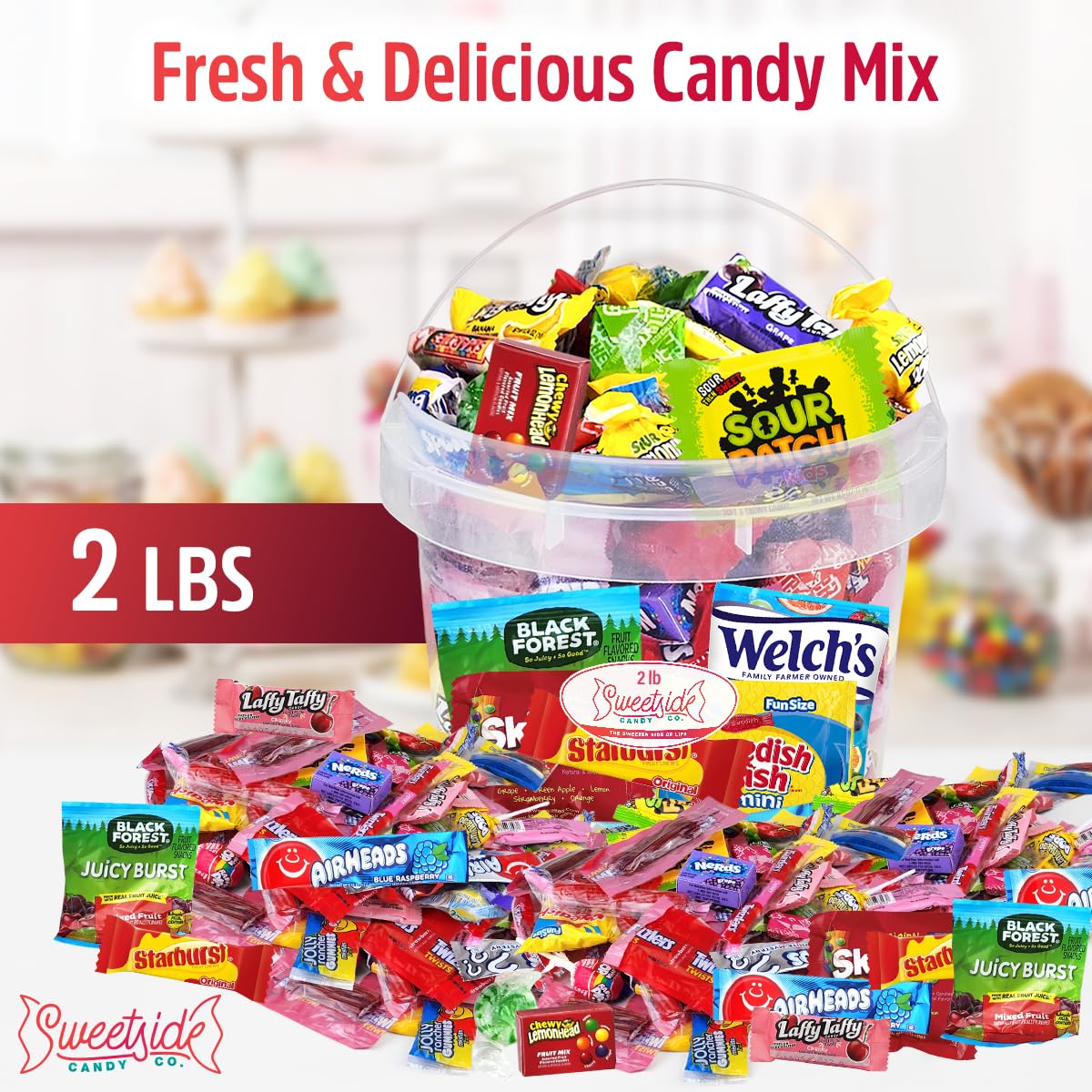 Party favors basket with assorted candies for celebrations