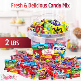 Party favors basket with assorted candies for celebrations