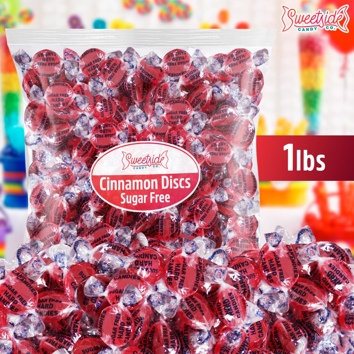 1lb bulk SweetSide sugar-free cinnamon candy packaging