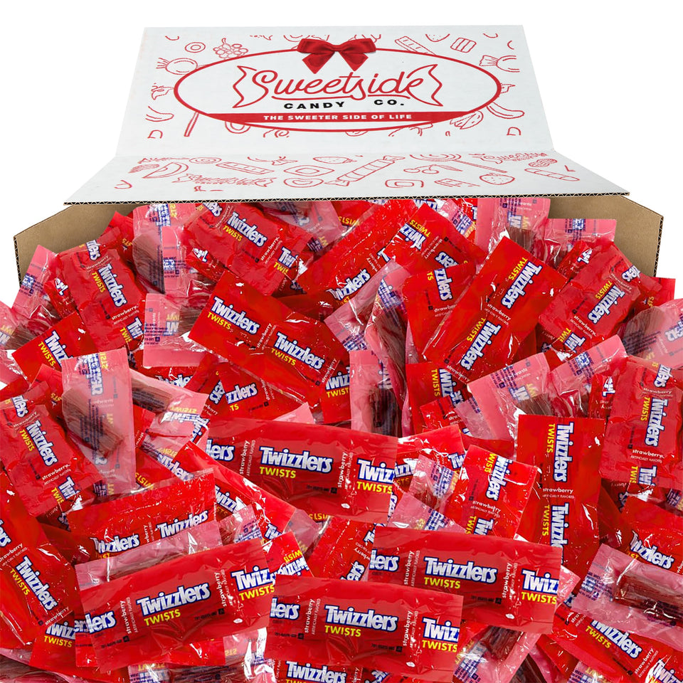 SWEETSIDE CANDY CO Twists Strawberry licorice bulk pack with vibrant red pieces for celebrations.