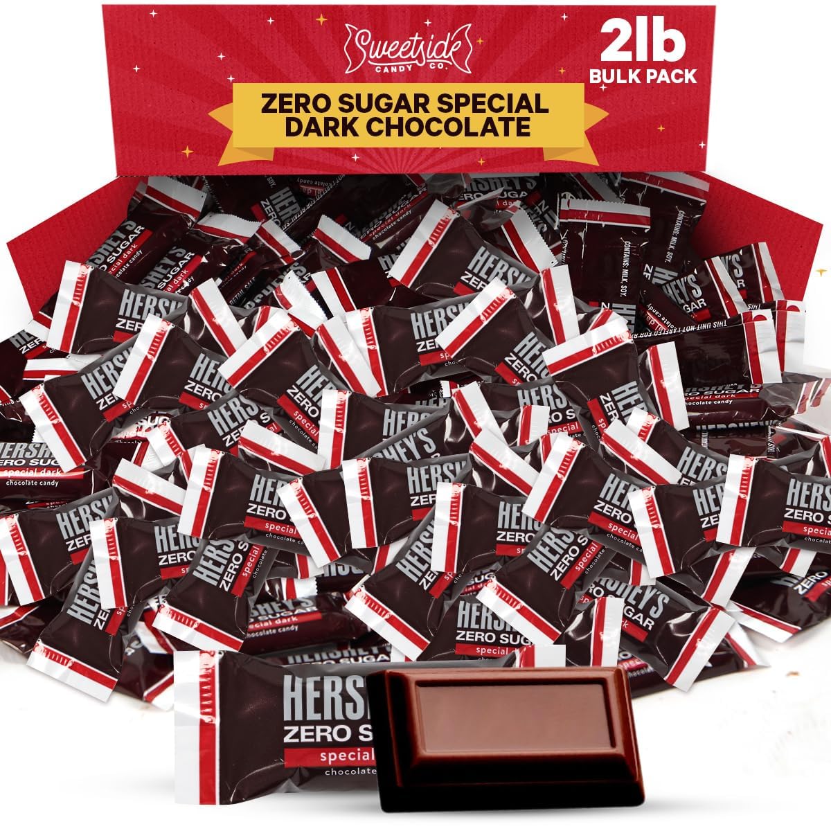 SWEETSIDE CANDY CO Zero Sugar Dark Chocolate bulk pack ideal for events and offices.
