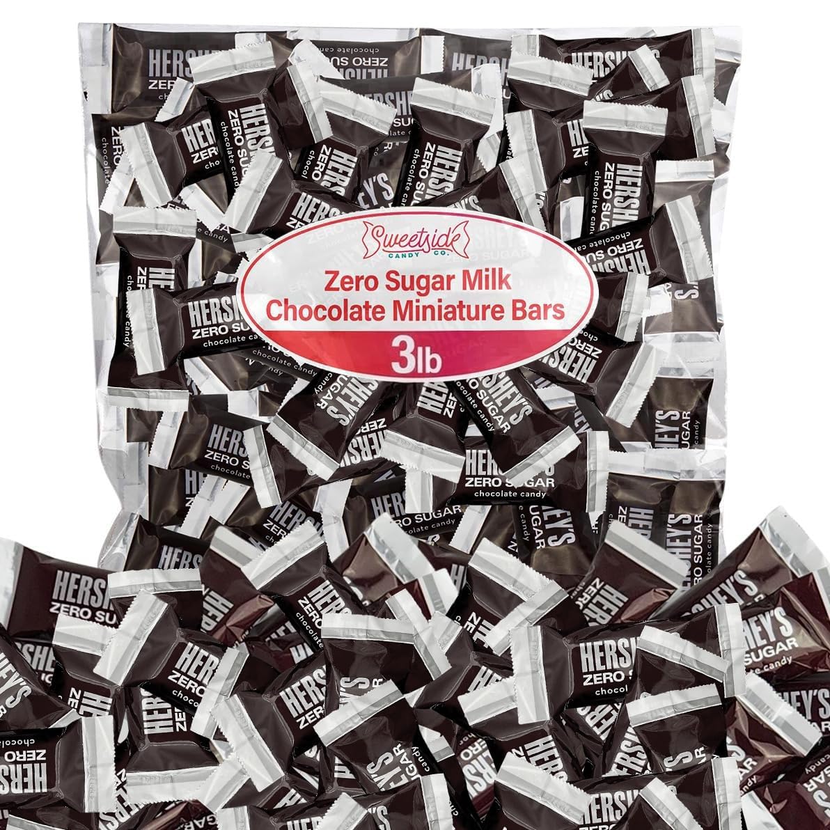 SWEETSIDE CANDY CO zero sugar milk chocolate bulk 3lb bag for sugar-conscious snacking.