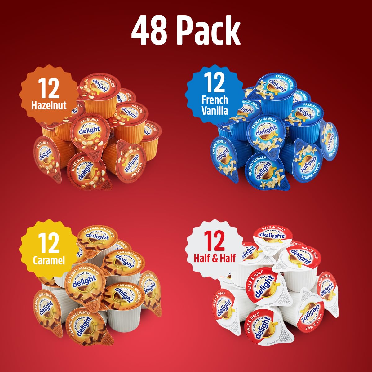 SWEETSIDE Coffee Creamer Singles Variety Pack array, four flavors for quick flavor dialing