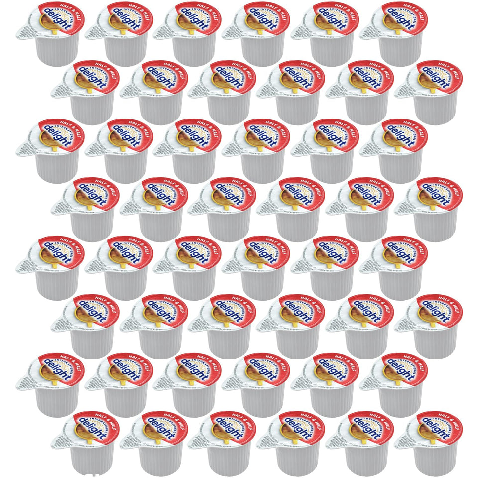 SWEETSIDE half and half single creamer pod on table for quick, creamy coffee.