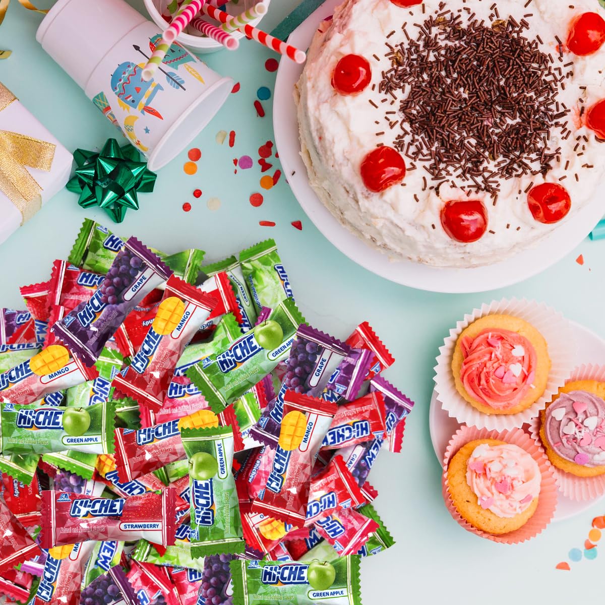 Sweetside Hi-Chew gluten-free no artificial colors packaging close-up.