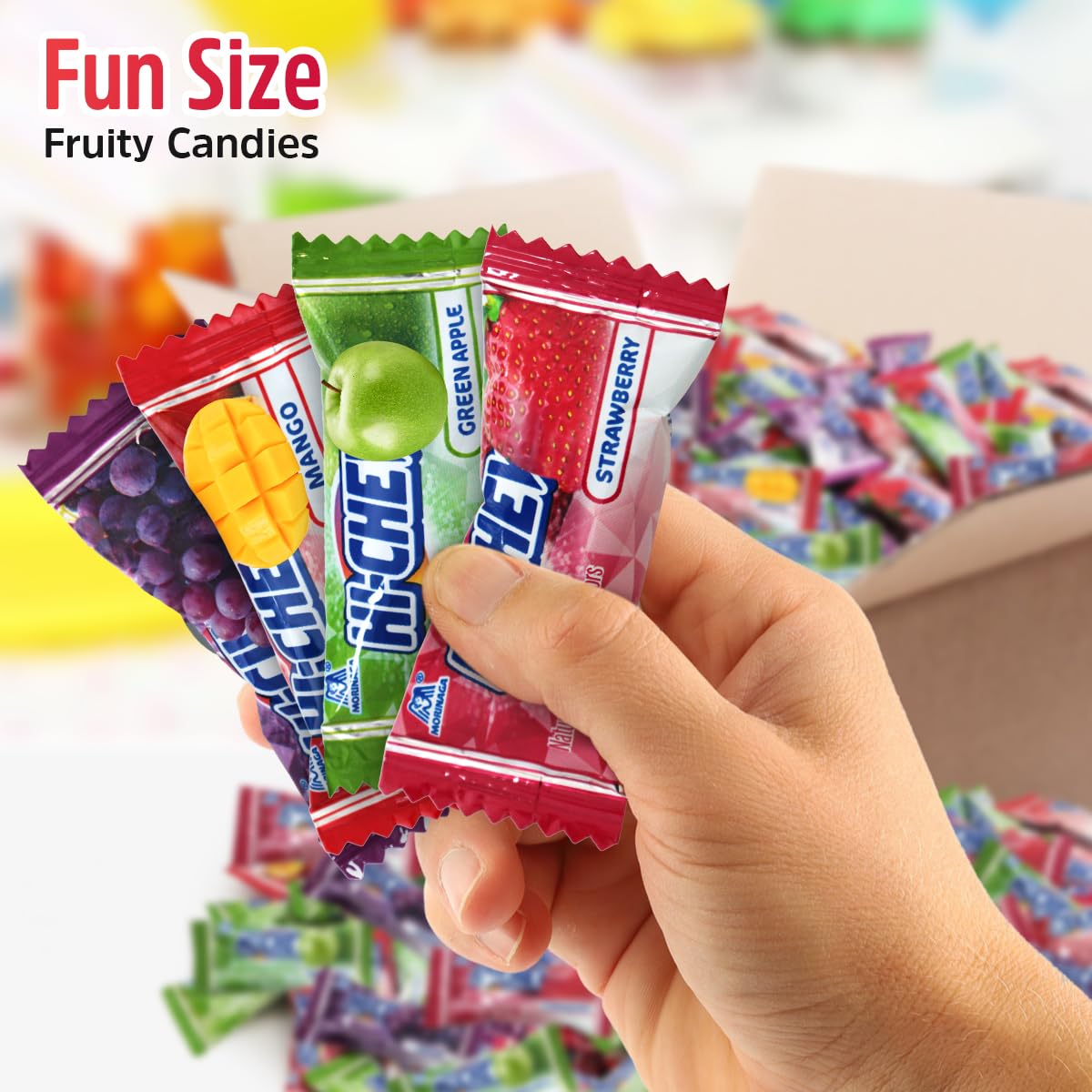 Sweetside Hi-Chew mango flavor close-up, juicy tropical sweetness.