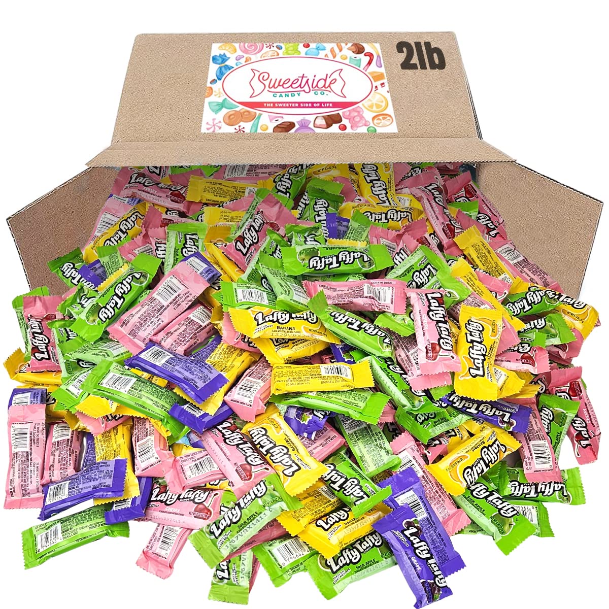 SWEETSIDE Laffy Taffy banana bulk wrap: chewy banana flavor for fruit snack breaks.