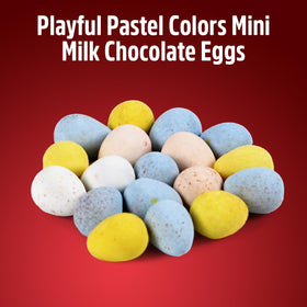 SWEETSIDE Mini Eggs Milk Chocolate closeup shows creamy center and colorful shell