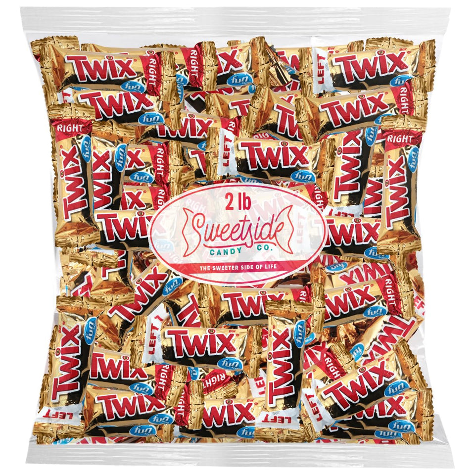 SWEETSIDE Twix left-bar close-up, ideal for sharing at parties.