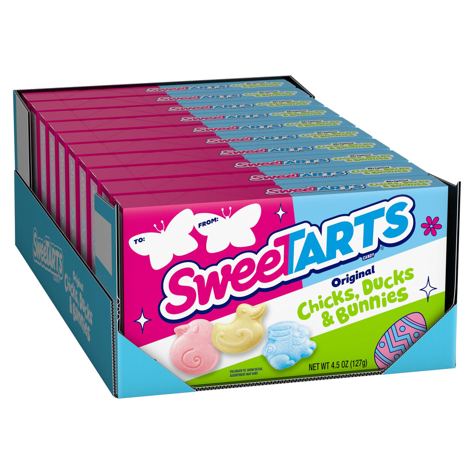 SweeTARTS Chicks, Ducks & Bunnies theater box 10-pack—colorful Easter candies for baskets.