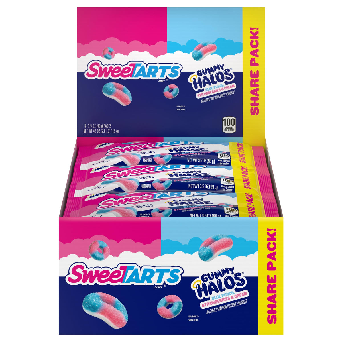 SweeTARTS Halos blue punch ring with soft fluffy bottom for snacking