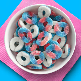 SweeTARTS Halos colorful top layer on a chewy ring