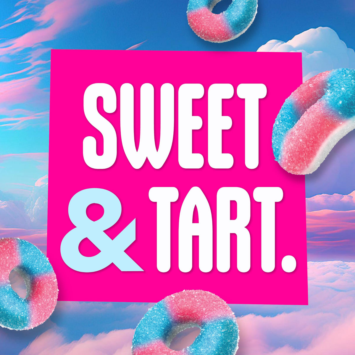 SweeTARTS Halos strawberries cream ring with colorful top for a fruity treat
