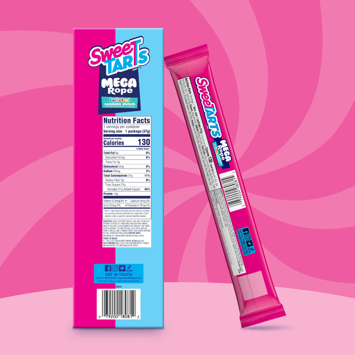 SweeTARTS Mega Rope individually wrapped for easy sharing.