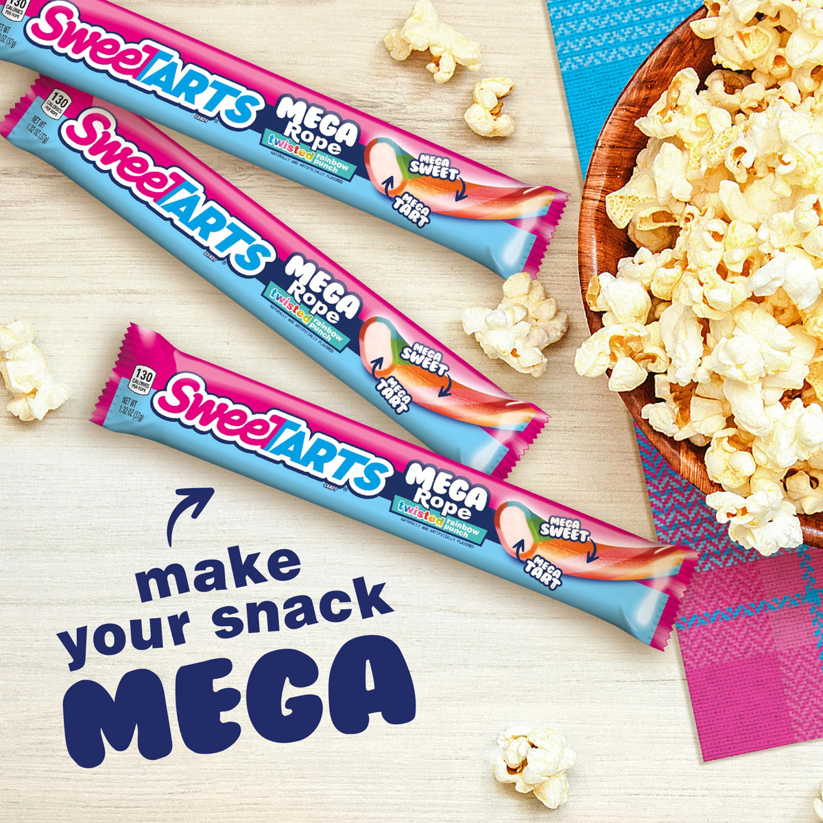 SweeTARTS Mega Rope on-the-go snack ready for travel.