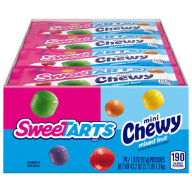 SweeTARTS Mini Chewy Mixed Fruit 24-pack for on-the-go snacking.