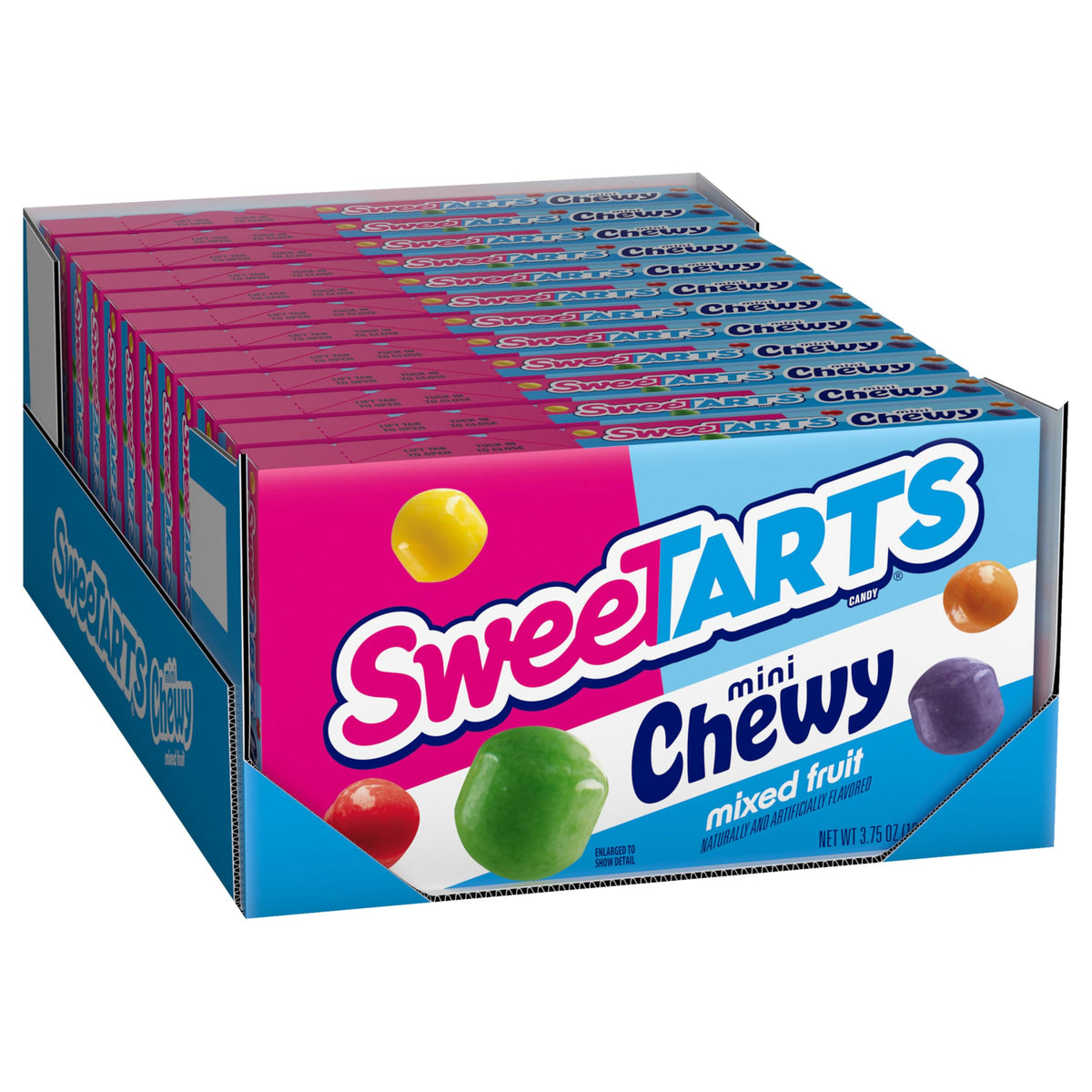 SweeTARTS Mini Chewy Mixed Fruit theater box front view showing a multi-pack snack option.