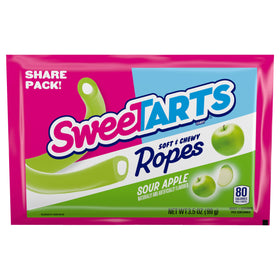 Close-up of SweeTARTS Ropes texture highlighting chewy, tart apple goodness.
