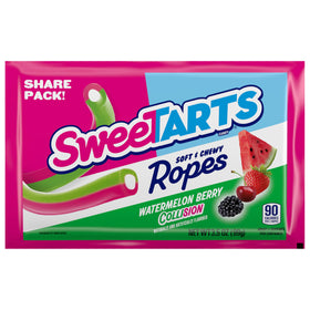 SweeTARTS Ropes Watermelon Berry Collision closeup reveals bright colors and tart sweetness.