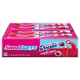 SweeTARTS Cherry Punch Rope candy in a 24-pack display, ideal for sharing.