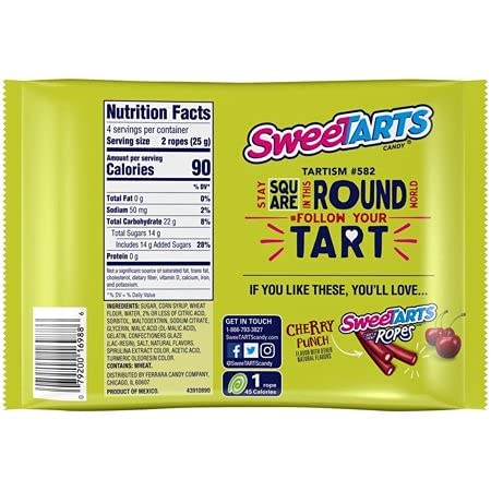 SweeTARTS Sour Apple Rope packaging shows a 3.5 oz bag, convenient for sharing.