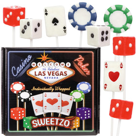Sweetzo casino lollipops with dice design, ideal for party favors and décor.