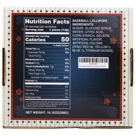 Sweetzo baseball lollipops packaged strawberry shows convenient individual treats.