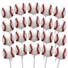 Sweetzo baseball lollipops packaging detail showcases individually wrapped candies.