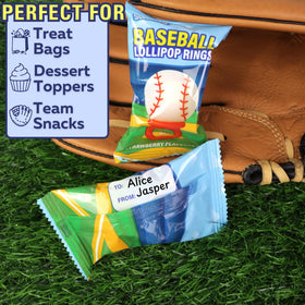 Sweetzo baseball-themed party favor packaging for events