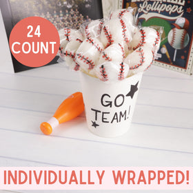 Sweetzo baseball-themed party scene shows favors for celebrations.