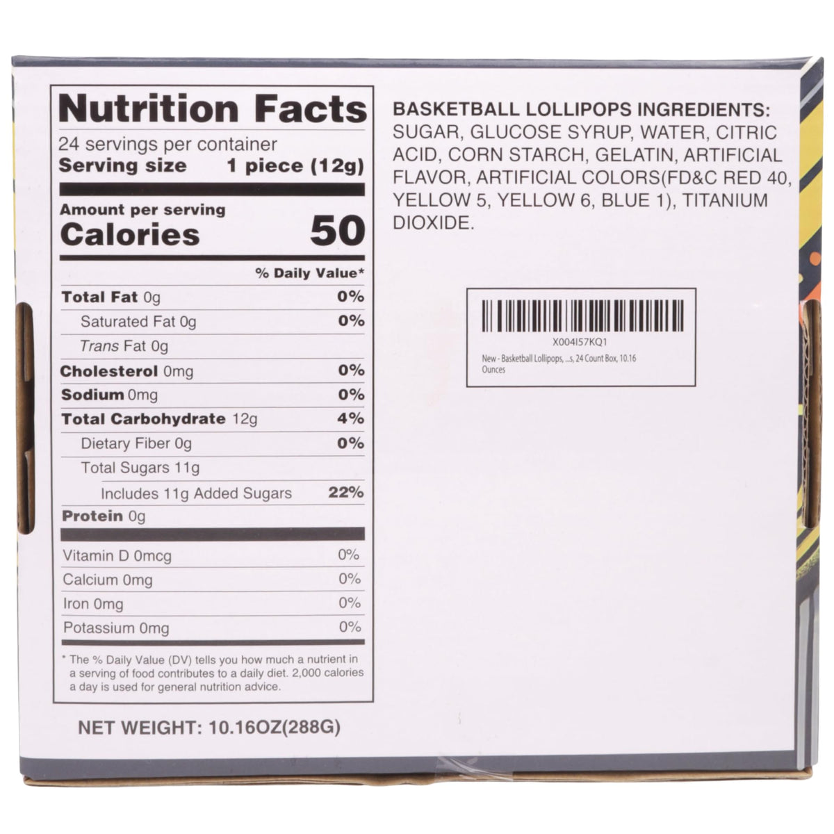 Sweetzo basketball lollipop 24-count box for game-day celebrations.
