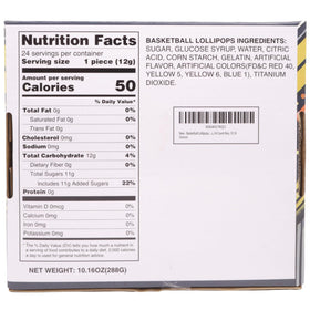 Sweetzo basketball lollipop 24-count box for game-day celebrations.