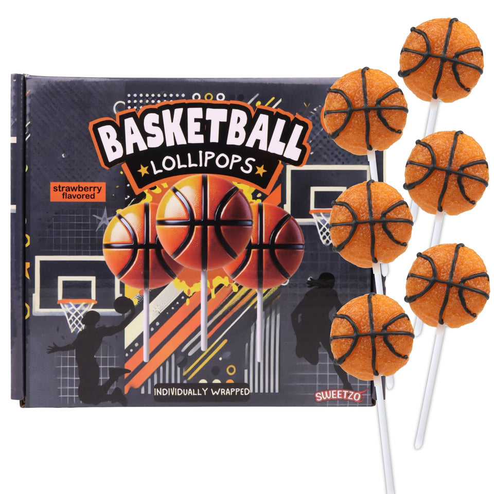 Sweetzo basketball lollipop individually wrapped for convenient team favors.
