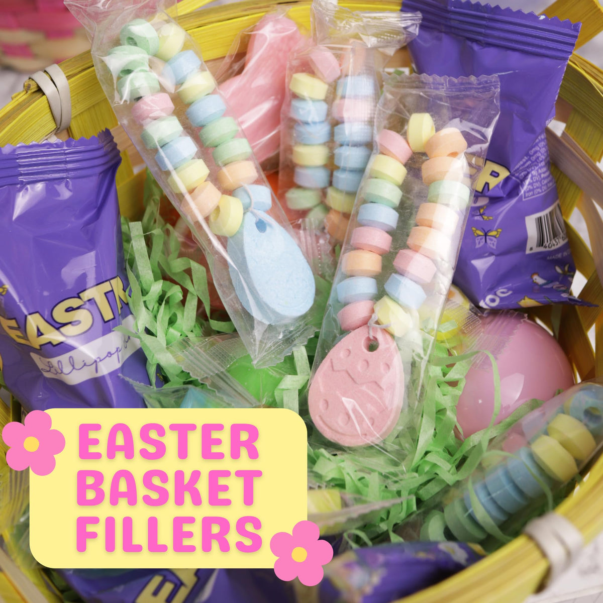 Sweetzo classroom party favors with pastel candies and charms