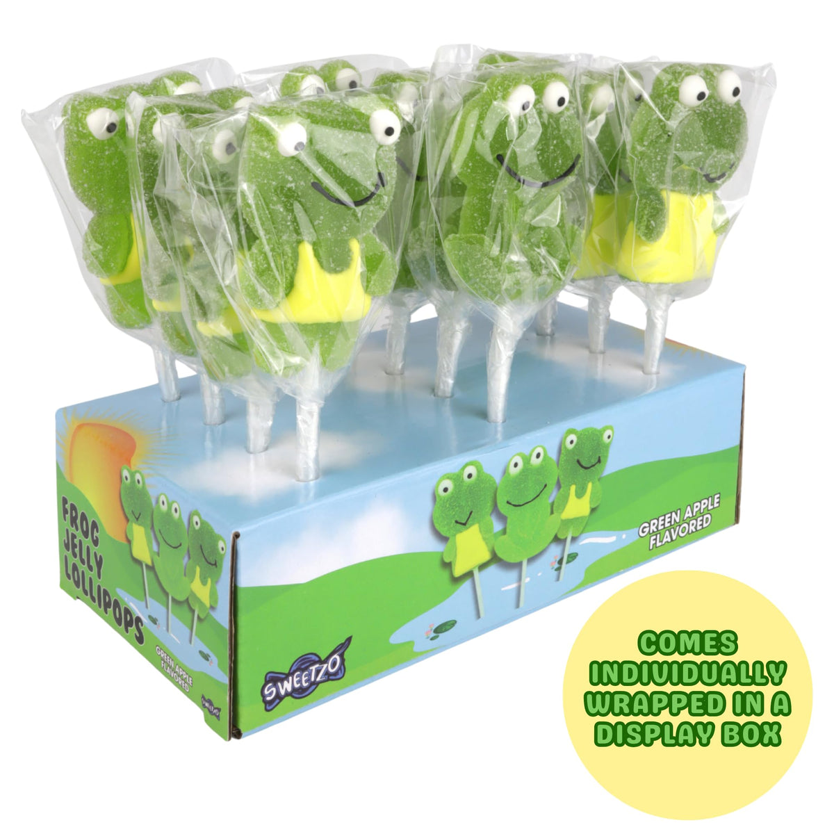 Sweetzo display box with frog jelly pops for festive presentation